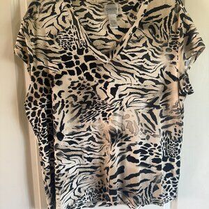 Chico's V-neck Animal Print Top Size 3